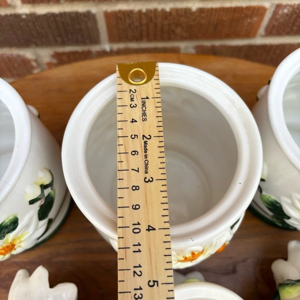 Vintage Magnolia Flower Canisters Kitchen Set of 3 Cottagecore